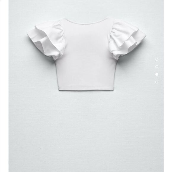 Zara ruffled sleeve rib crop top - Picture 2 of 3